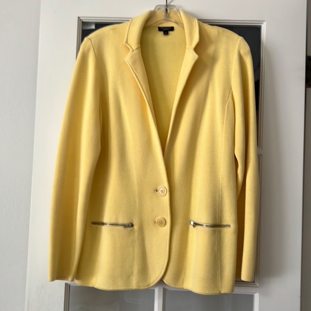 Yellow knit sweater jacket